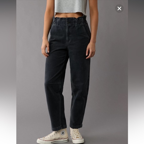 AE Stretch Super High-Waisted Corduroy Paper Bag Barrel Pant - Picture 1 of 5
